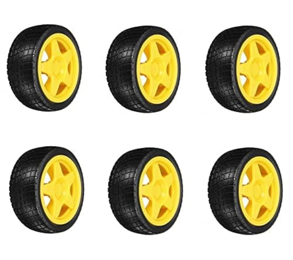 65mm Smart Robot Car Tyres Wheel for Gear Motor (Yellow)